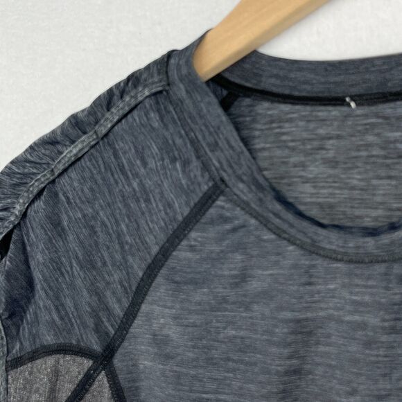 LULULEMON Top XS Ruched Mesh Panel Back Yoga Gym Running Heather Gray - Picture 7 of 13